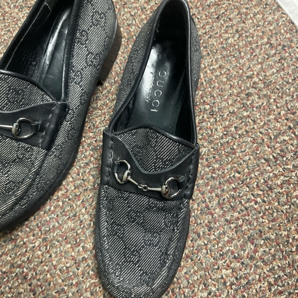 Gucci horsebit loafers black/ grey denim - Picture 2 of 5